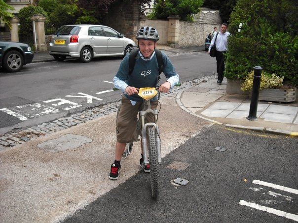 Stu riding to work in 2009