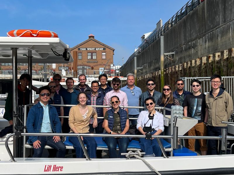 EE team on a boat in the harbour